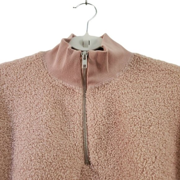 Topshop Sweater Womens 4 Blush Pink Sherpa Half Zip Pullover Outdoor Long Sleeve - Picture 3 of 10